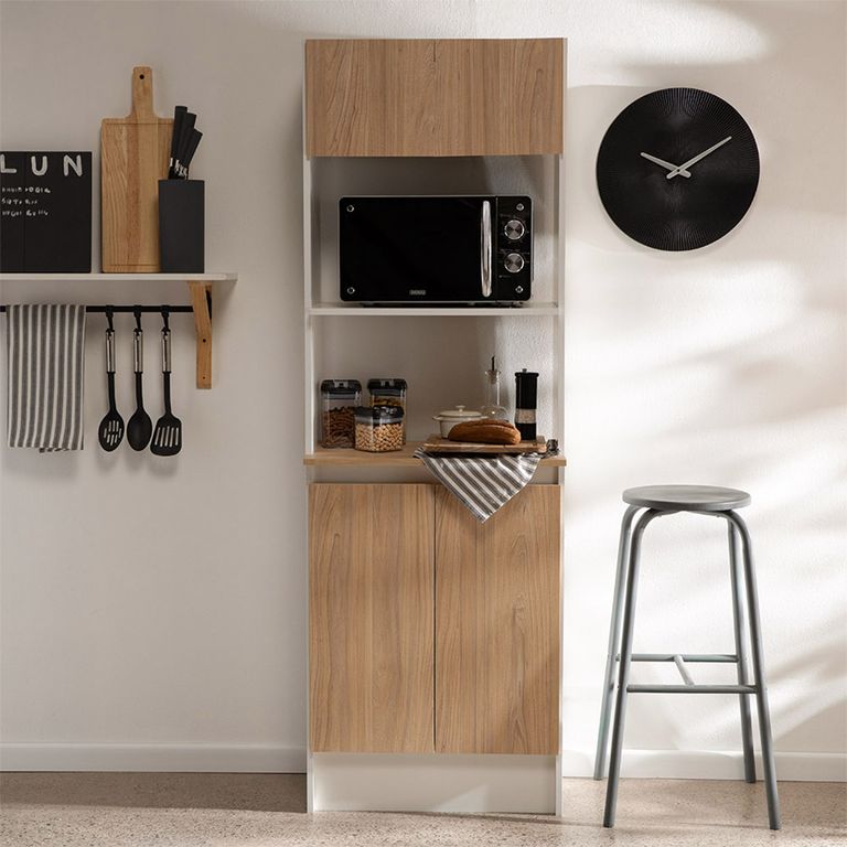 Mueble Cocina Modular 4 Puertas 60X180X36 Cm Blanco Olmo Alpino