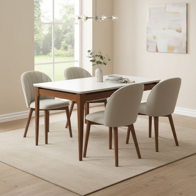 Juego de Comedor Addar 4 Sillas Mesa Rectangular 90x77,2x160 cm Café