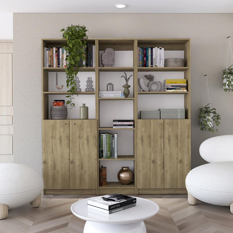 Combo 2 estantes 2 puertas + estante 45cm macadamia