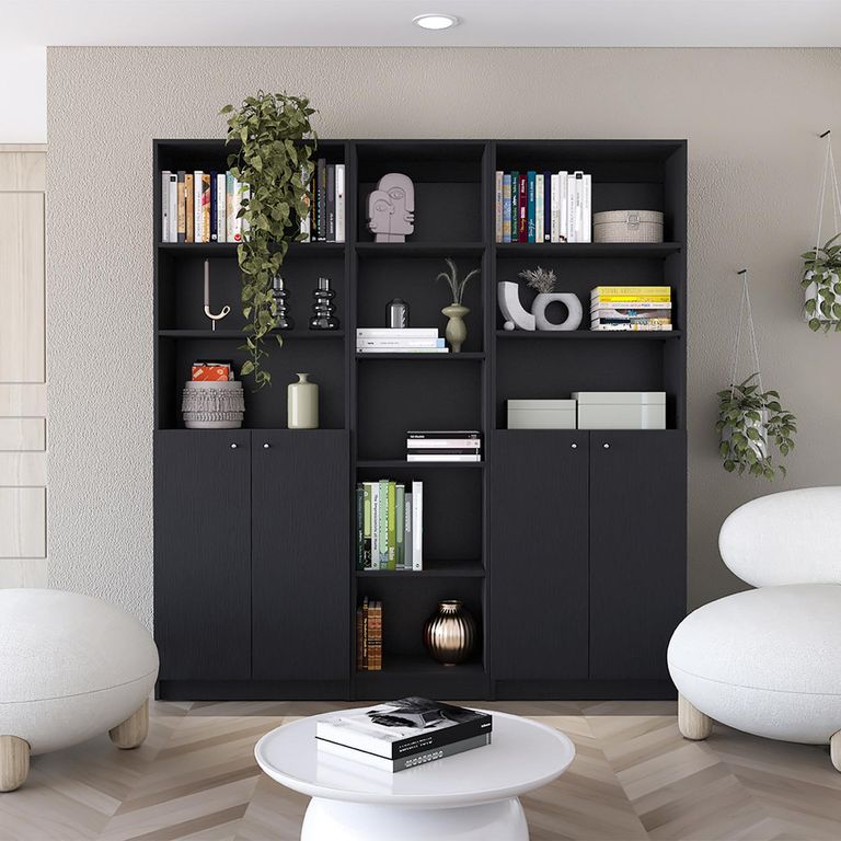 Combo 2 estantes 2 puertas + estante 45cm wengue