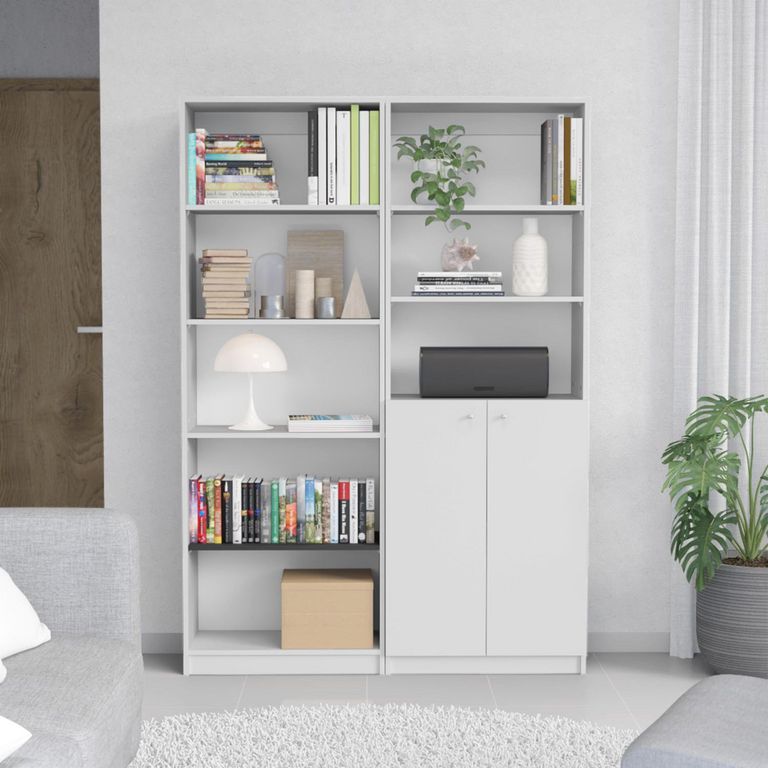 Combo estante 62cm + estante 2 puertas blanco