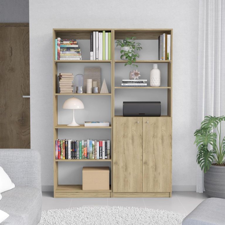 Combo estante 62cm + estante 2 puertas macadamia