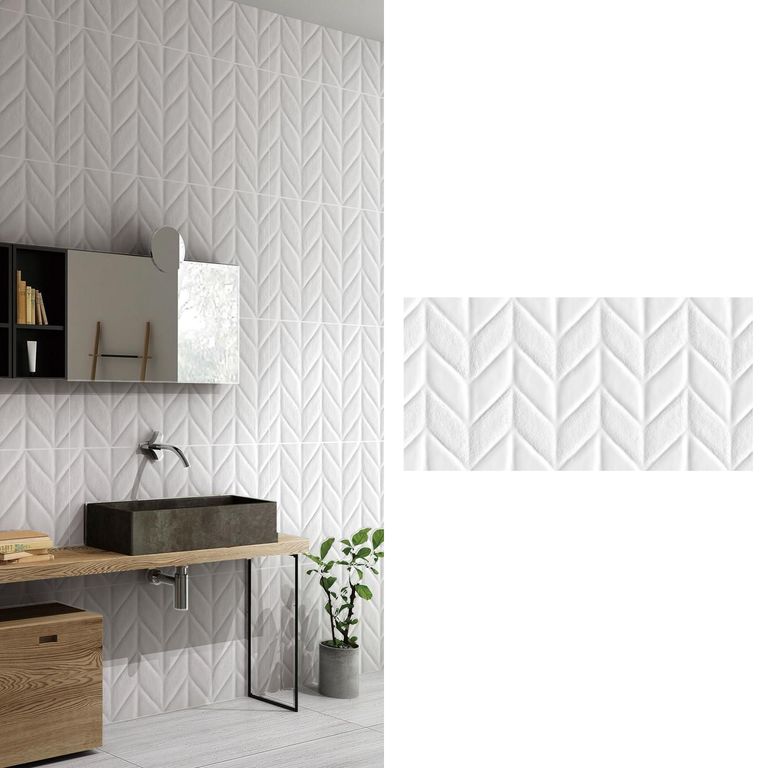 Cerámica Muro 30X60 Ice Deco Chevron Brillante 1.44 M2