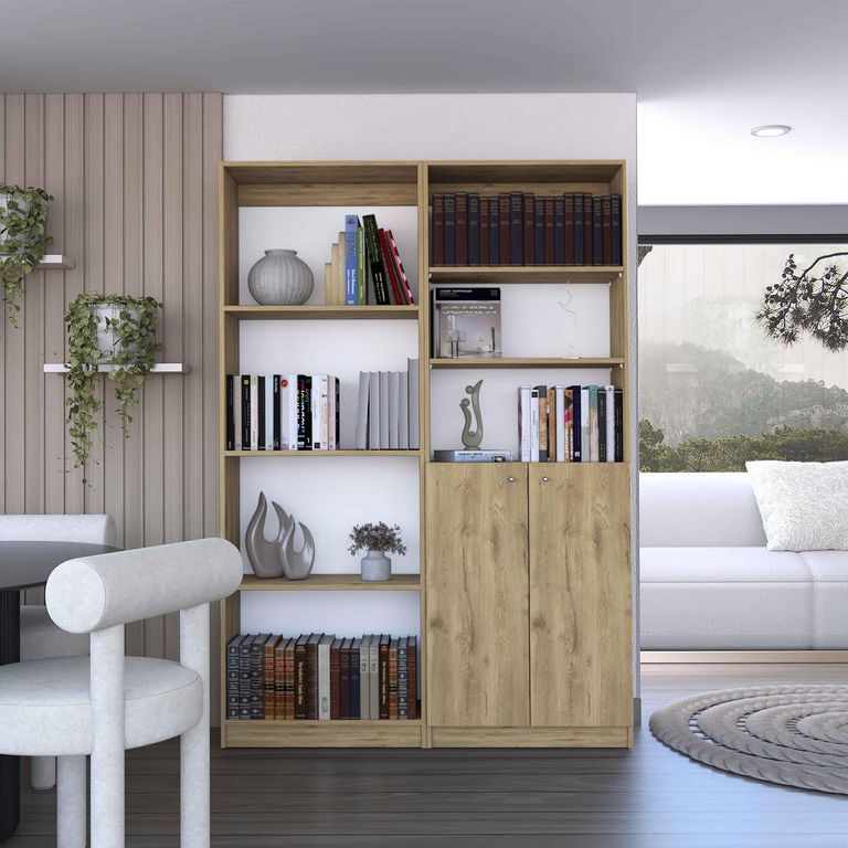 Combo home estante + estante 2 puertas macadamia
