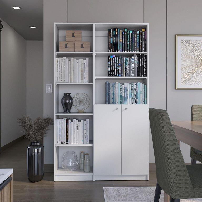 Combo estante 45cm + estante 2 puertas blanco