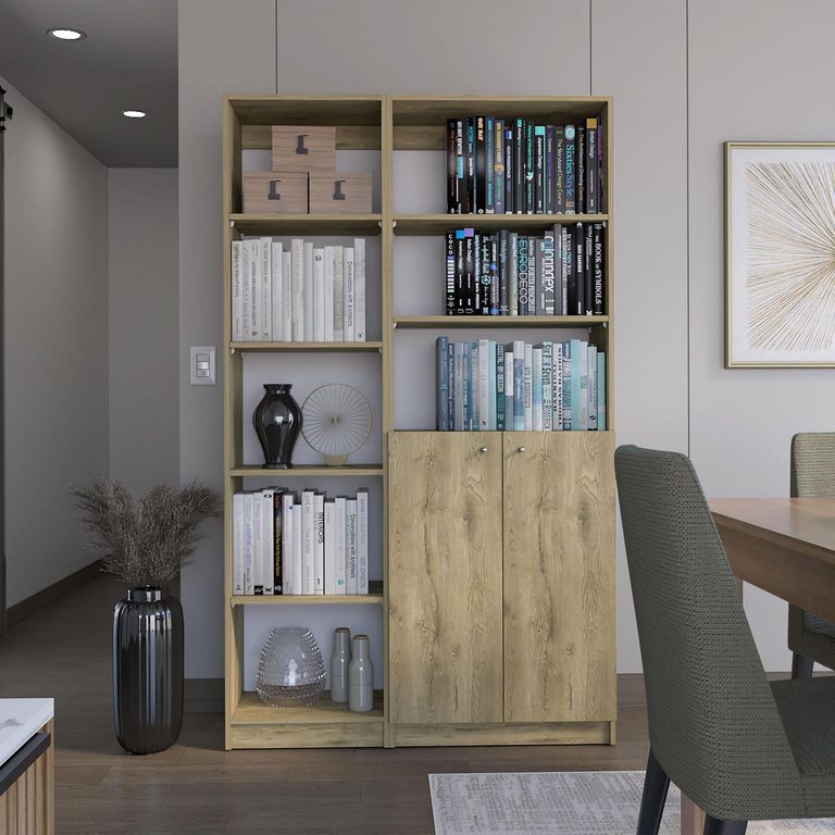 Combo estante 45cm + estante 2 puertas macadamia