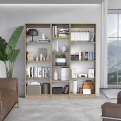 TUHOME - Combo 2 estantes 4 repisas + estante 45cm macadamia