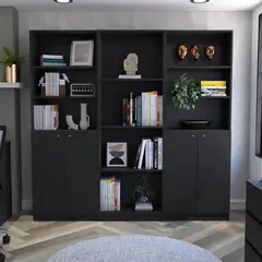 TUHOME - Combo 2 estantes 2 puertas + estante 4 repisas wengue
