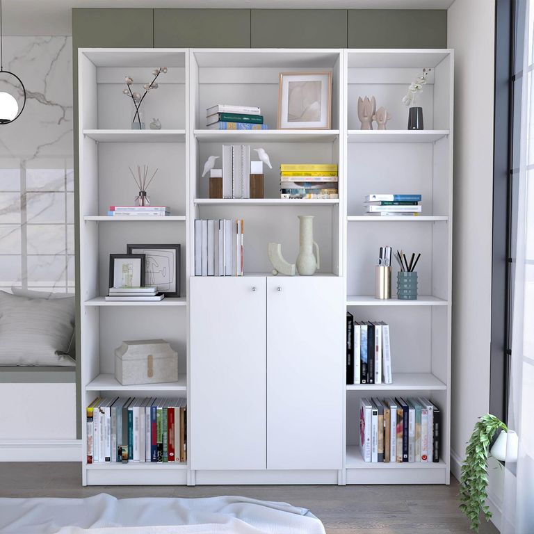 Combo 2 estantes 45cm + estante 2 puertas blanco