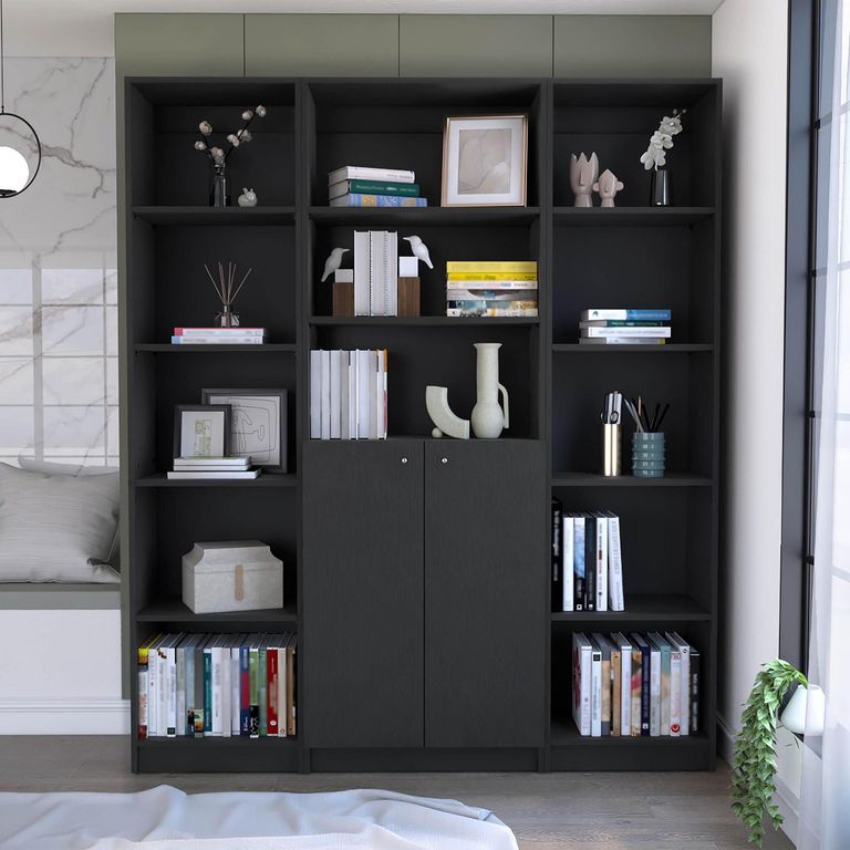 Combo 2 estantes 45cm + estante 2 puertas wengue