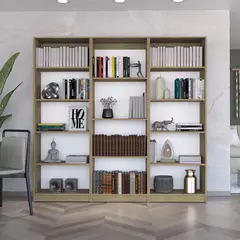 TUHOME - Combo 2 estantes 5 repisas + estante 4 repisas macadamia