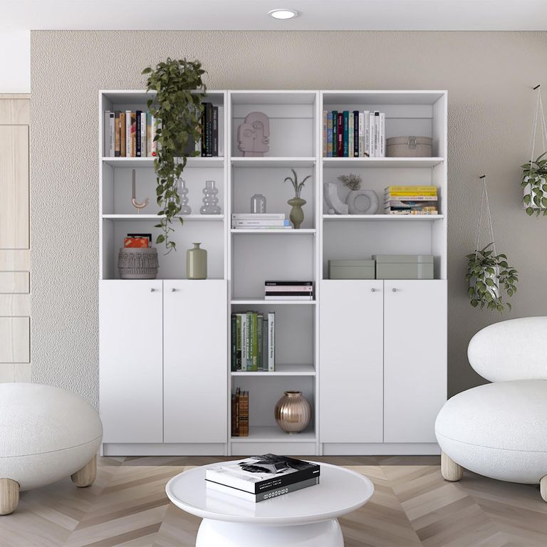 Combo 2 estantes 2 puertas + estante 45cm blanco