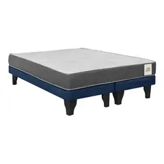 INTERMUEBLES - Cama 2 Plazas Europea Confort Silver Azul