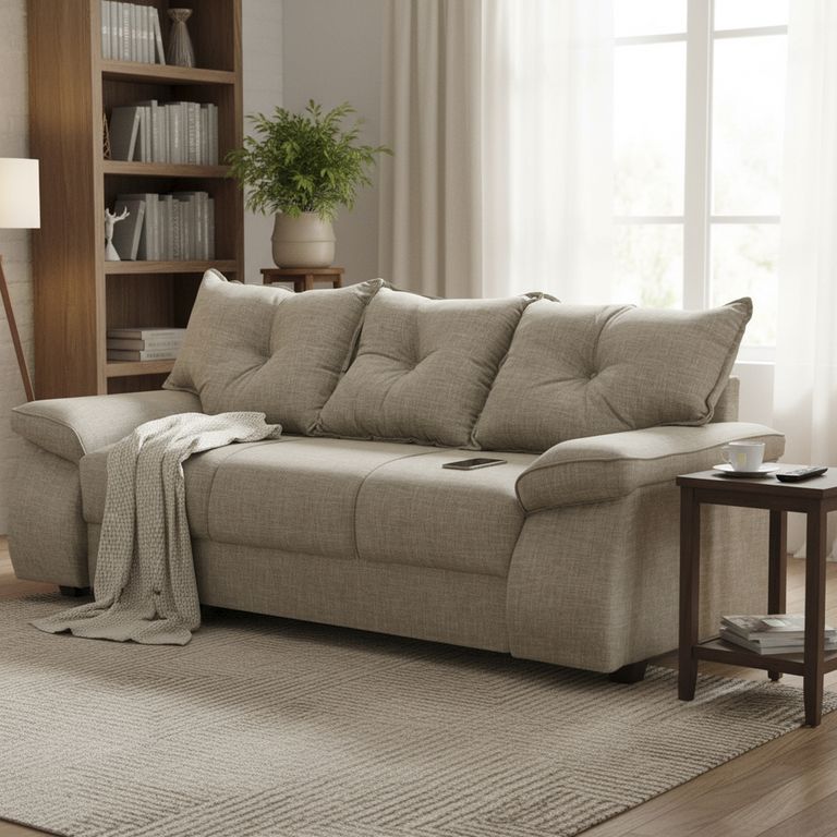 Sofá 3 cuerpos FORTALEZA 222x92x78 cm Beige