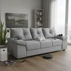 INTERMUEBLES - Sofá 3 cuerpos FORTALEZA 222x92x78 cm Gris