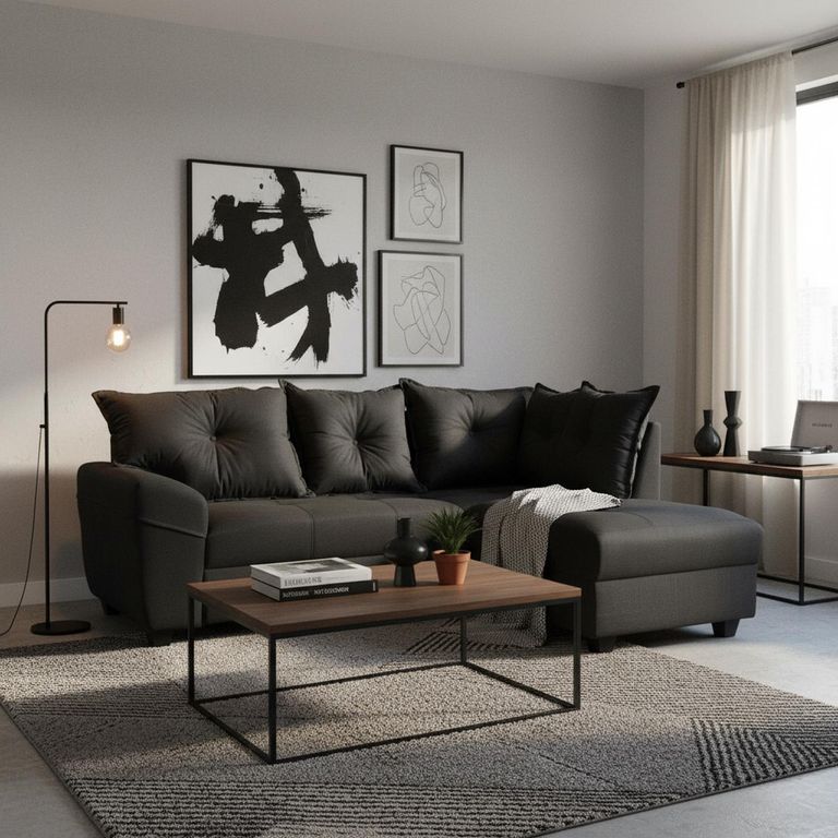 Sofá Seccional 4 cuerpos AUSTRALIA 198x93x175 cm Negro