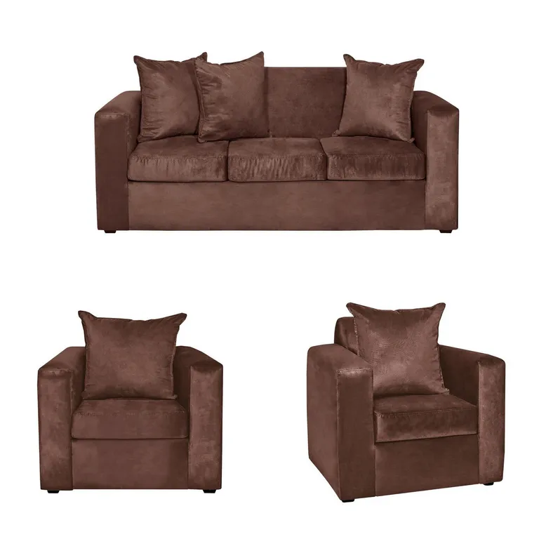 Set de Sofás Marco 3 Cuerpos + 2 Sillones Felpa