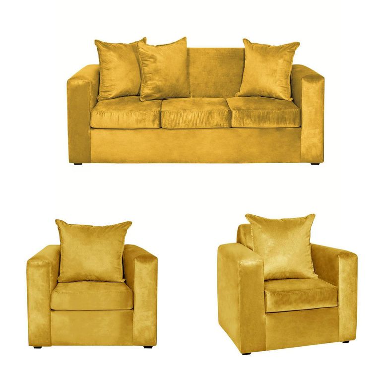 Set de Sofás Marco 3 Cuerpos + 2 Sillones Felpa