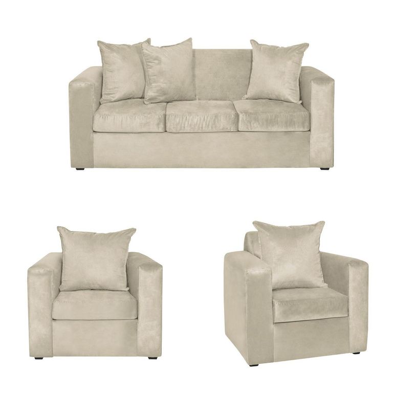 Set de Sofás Marco 3 Cuerpos + 2 Sillones Felpa