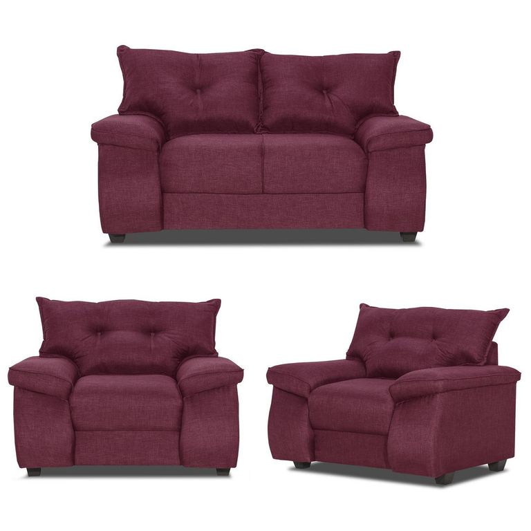 Set de Sofás Fortaleza 2 Cuerpos + 2 Sillones Tela