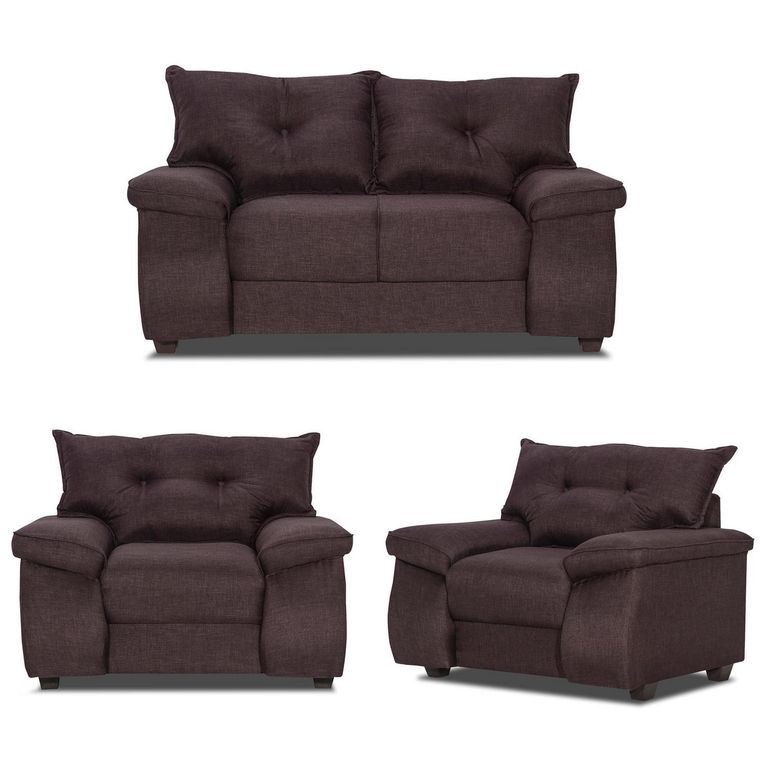 Set de Sofás Fortaleza 2 Cuerpos + 2 Sillones Tela