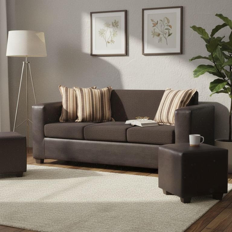 Set de Sofás Invictus 3 Cuerpos + 2 Pouf Tela