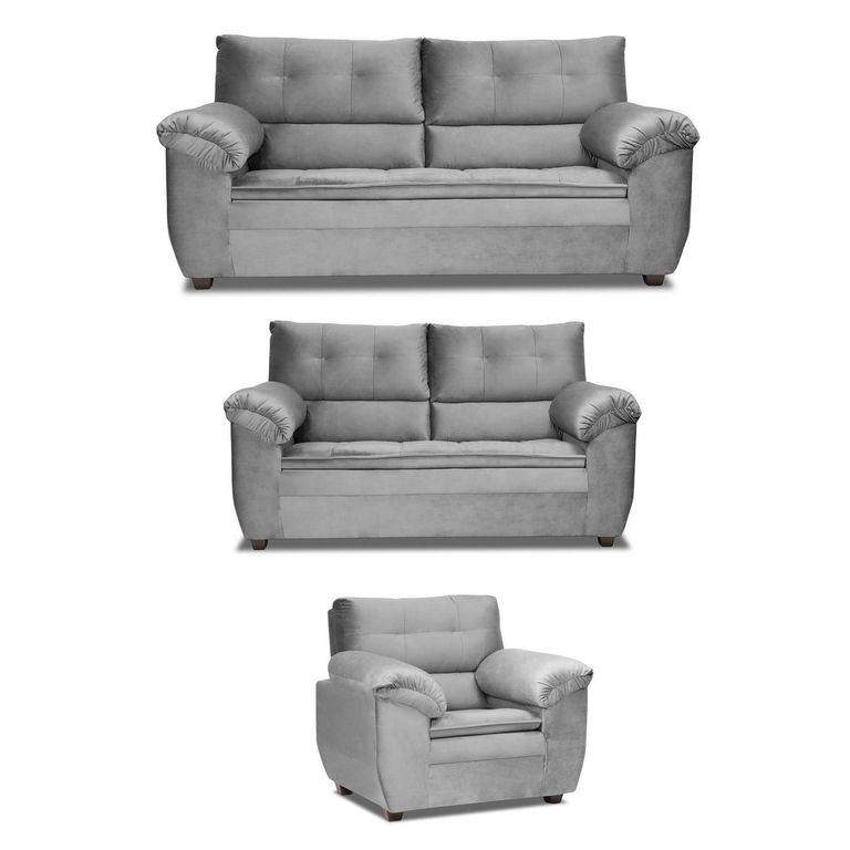 Set de Sofás Liverpool 3 y 2 Cuerpos + Sillón Felpa