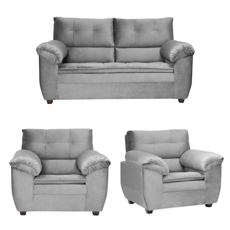 Set de Sofás Liverpool 2 Cuerpos + 2 Sillones Felpa