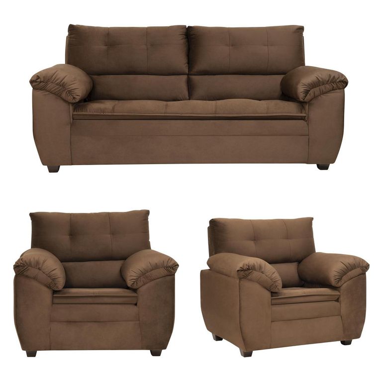 Set de Sofás Liverpool 3 Cuerpos + 2 Sillones Felpa