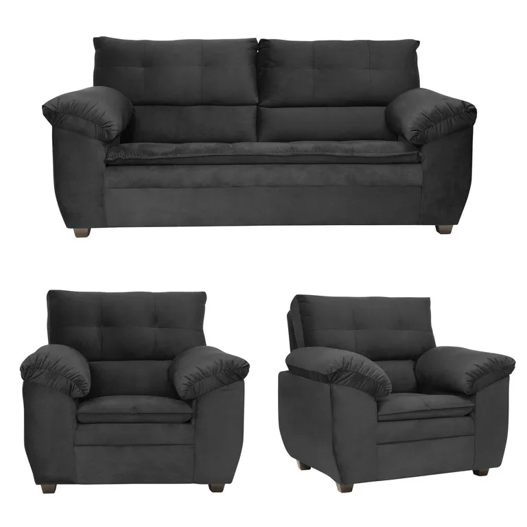 INTERMUEBLES Living 3 cuerpos LIVERPOOL 215x97x85 cm Negro