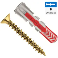 FISCHER - Tarugo Duopower 8mm + Tornillo 5x45mm + Broca de 8mm 8 unidades