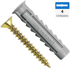 FISCHER - Tarugo Nylon SX6mm + Tornillos 4.5x35mm 4 unidades