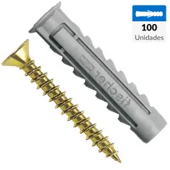 FISCHER - Tarugo Nylon SX6mm + Tornillo 4.5x35mm 100 unidades