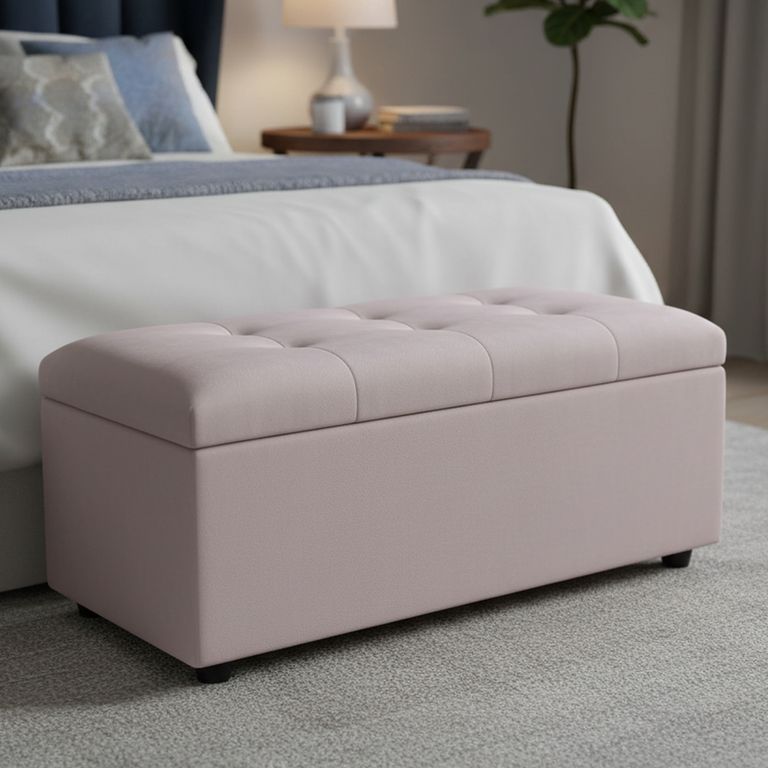 Banqueta Baul Felpa Beige
