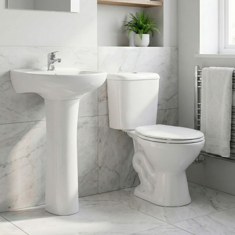 Sala baño con grifería kit instalación y desagüe