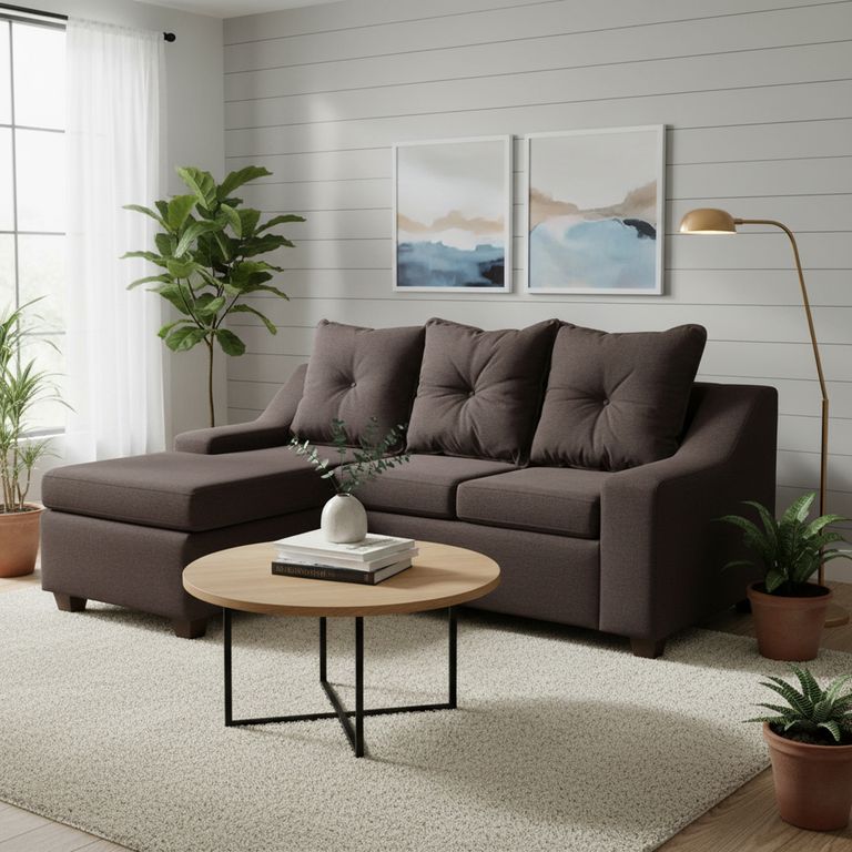 Sofá Seccional 3 cuerpos MSVI3CIT70 155x90x195 cm Café