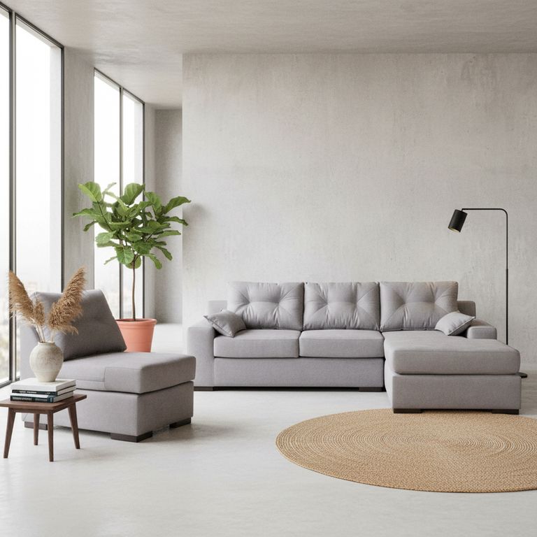 Sofá Seccional 4 cuerpos MUSEMDLU51 155x95x300 cm Gris
