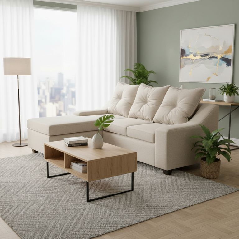 Sofá Seccional 3 cuerpos MSVI3IT72 155x90x195 cm Beige