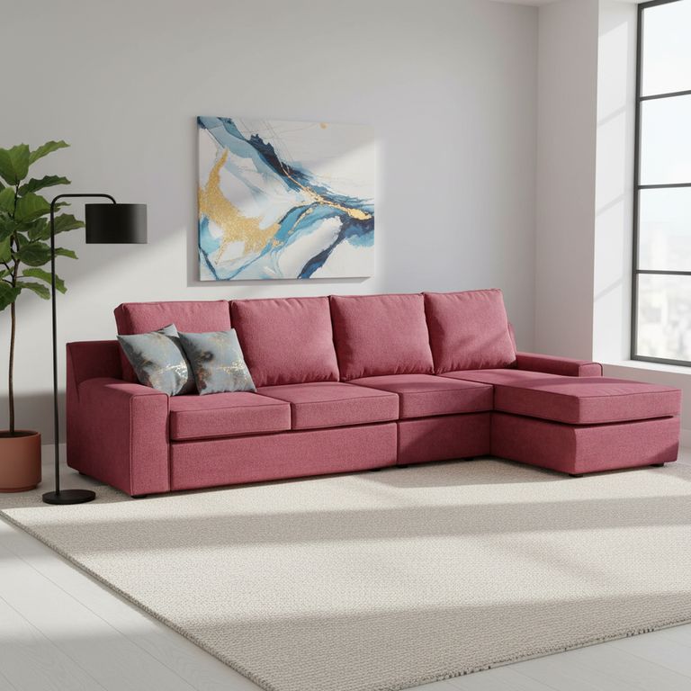 Sofá Seccional Cama 4 Cuerpos Burano 341X93X160 cm Xl Derecho Tela