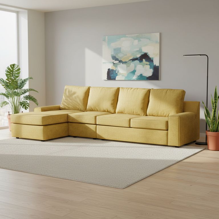 Sofá Seccional Cama 4 Cuerpos Burano 341X93X160 cm Xl Izquierdo Tela