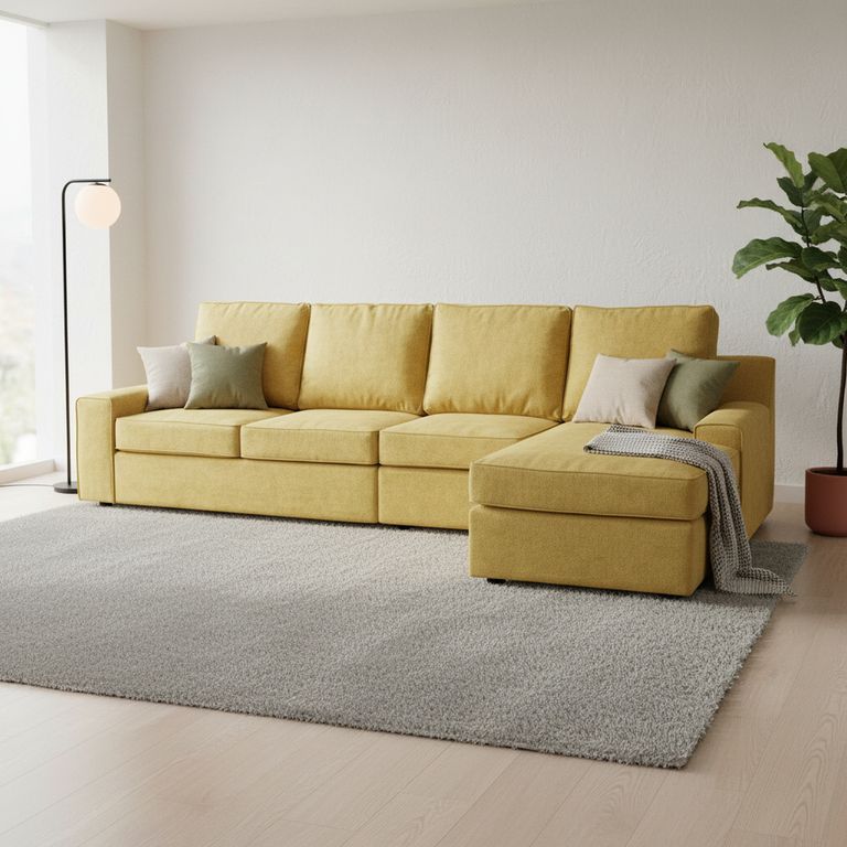 Sofá Seccional Cama 4 Cuerpos Burano 341X93X160 cm Xl Derecho Tela