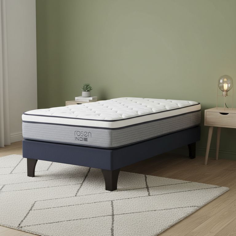 ROSEN Cama 1.5 plazas Europea Indie Azul
