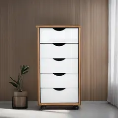 VEKKAHOME - Cajonera 5 Cajón(es) Lucía Ligth 34x64.5x39 cm Café/Blanco