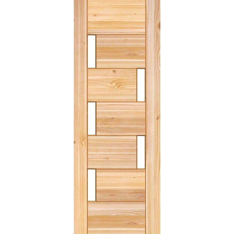 Puerta Exterior Madera pino oregón 80x200 cm Modelo 5 Natural