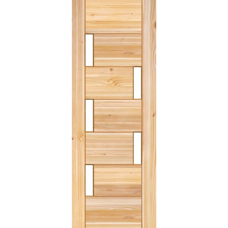 Puerta Exterior Madera pino oregón 80x200 cm Modelo 5 Natural