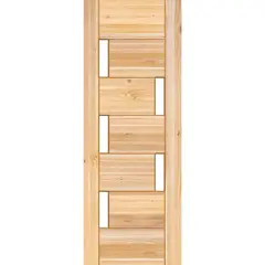 HOLZTEK - Puerta Exterior Madera pino oregón 70x200 cm Modelo 5 Natural