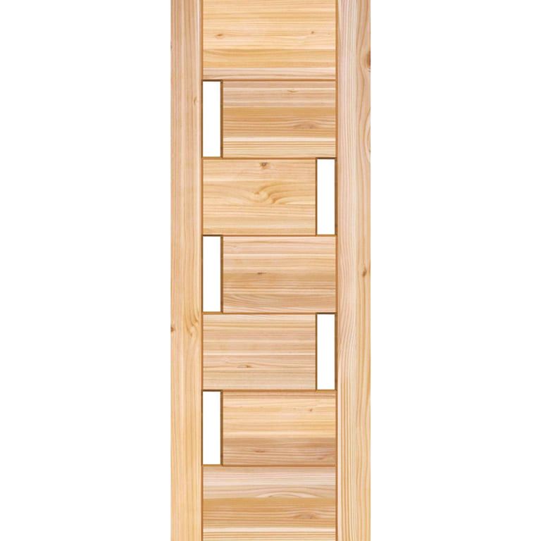 Puerta Exterior Madera pino oregón 80x200 cm Modelo 5 Natural