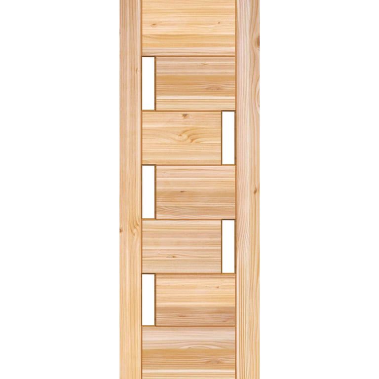 Puerta Exterior Madera pino oregón 80x200 cm Modelo 5 Natural
