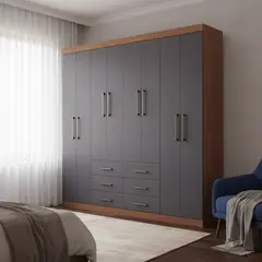 ONESSTA - Clóset Liverpool 8 Puerta(s) 6 Cajón(es) 11 Repisa(s) 212x210x46.3 cm Grafito