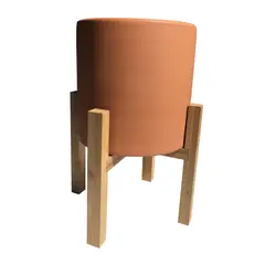 DECOGREEN - Macetero Cilindro de Terracota 18x20 cm Terracota y Bamboo